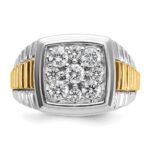IBGoodman 14k Two-tone Men's Polished and Textured 1 Carat AA Quality Diamond Cluster Ring - Image 4