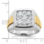 IBGoodman 14k Two-tone Men's Polished and Textured 1 Carat AA Quality Diamond Cluster Ring - Image 2