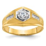 14k IBGoodman Men's Polished and Satin 1/3 carat Diamond Complete Ring