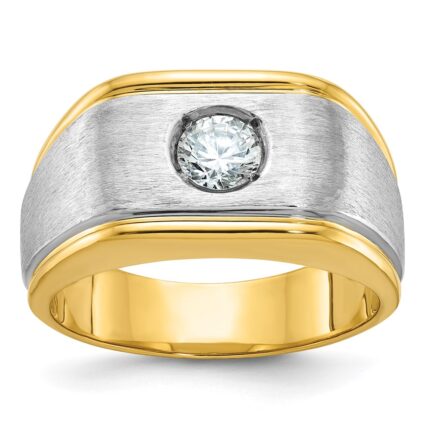 14k Two-tone IBGoodman Men's Polished and Satin Diamond Ring Mounting