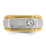 14k Two-tone IBGoodman Men's Polished and Satin 1/4 carat Diamond Complete Ring - Image 6