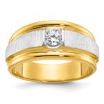14k Two-tone IBGoodman Men's Polished and Satin 1/4 carat Diamond Complete Ring