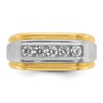 IBGoodman 10k Two-tone Men's Polished Satin and Grooved 5-Stone 1/2 Carat A Quality Diamond Ring - Image 6