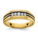 IBGoodman 14k with Black Rhodium Men's Polished Satin and Grooved 1/4 Carat AA Quality Diamond 5-Stone Ring