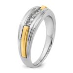 IBGoodman 14k Two-tone Men's Polished and Grooved 5-Stone 1/4 Carat AA Quality Diamond Ring - Image 8