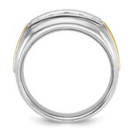 IBGoodman 14k Two-tone Polished Satin and Grooved Five Stone Men's Ring Mounting - Image 2