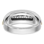 IBGoodman 14k Two-tone 1/2 carat Lab Grown Diamond VS/SI+ G+ Complete Polished Satin and Grooved Five Stone Men's Ring - Image 5