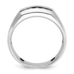 IBGoodman 14k White Gold Polished Satin and Grooved Five Stone Men's Ring Mounting - Image 2