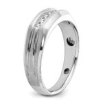 IBGoodman 14k White Gold Polished Satin and Grooved Five Stone Men's Ring Mounting - Image 8