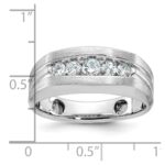 IBGoodman 10k White Gold Men's Polished and Brushed 5-Stone 1/2 Carat A Quality Diamond Ring - Image 2