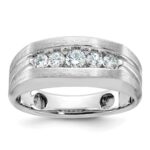 IBGoodman 14k White Gold Men's Polished and Brushed 5-Stone 1/2 Carat AA Quality Diamond Ring