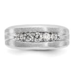 IBGoodman 14k White Gold 1/2 carat Lab Grown Diamond VS/SI+ G+ Complete Satin and Grooved Five Stone Men's Ring - Image 4