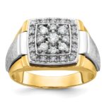 IBGoodman 14k Two Tone 1/2 carat Lab Grown Diamond VS/SI+ G+ Complete Polished and Satin Cluster Ring