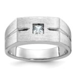 14k White Gold IBGoodman Men's Polished and Satin 1/4 carat Diamond Complete Ring