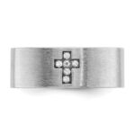 IBGoodman 14k White Gold Men's Satin 1/20 Carat AA Quality Diamond Cross Ring - Image 6