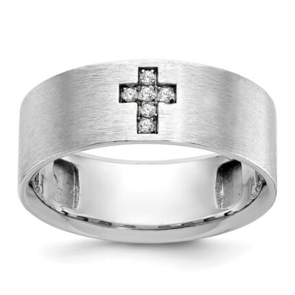 14k White Gold IBGoodman Men's Satin Cross Ring Mounting
