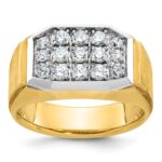 IBGoodman 14k with White Rhodium Men's Polished and Satin 1 Carat AA Quality Diamond Cluster Ring