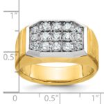 IBGoodman 14k with White Rhodium Men's Polished and Satin 1 Carat AA Quality Diamond Cluster Ring - Image 3
