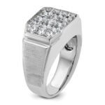 IBGoodman 14k White Gold Men's Polished and Satin 1 1/5 Carat AA Quality Diamond Cluster Ring - Image 8
