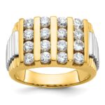 IBGoodman 14k Two-tone Men's Polished and Textured 4-Row Ring Mounting
