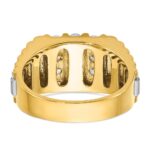 IBGoodman 14k Two-tone Men's Polished and Textured 1 Carat AA Quality Diamond Cluster Ring - Image 7