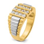 IBGoodman 14k Two Tone 1 carat Lab Grown Diamond VS/SI+ G+ Complete Grooved Four Row Men's Ring - Image 6
