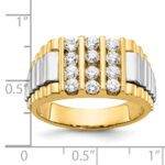 IBGoodman 14k Two-tone Men's Polished and Textured 1 Carat AA Quality Diamond Cluster Ring - Image 3