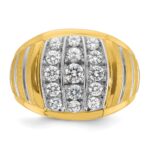 IBGoodman 14k Two Tone 1 carat Lab Grown Diamond VS/SI+ G+ Complete Polished Satin and Grooved Men's Cluster Ring - Image 4