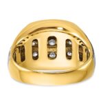 IBGoodman 14k Two-tone Men's Polished Satin and Grooved 3-Row Ring Mounting - Image 7