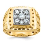 IBGoodman 14k Two-tone Men's Polished Satin and Grooved Cluster Ring Mounting