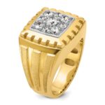IBGoodman 14k Two-tone Men's Polished Satin and Grooved Cluster Ring Mounting - Image 6