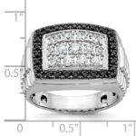 IBGoodman 14k White Gold Men's Polished and Textured 1 Carat Black and White Diamond Cluster Ring - Image 3