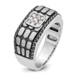 IBGoodman 14k White Gold Men's Polished Satin and Cobblestone Textured Ring Mounting - Image 8