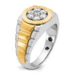 IBGoodman 14k Two-Tone 1/2 carat Lab Grown Diamond VS/SI+ G+ Complete Ribbed Men's Cluster Ring - Image 7