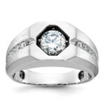 14k White Gold IBGoodman Men's Polished and Satin Diamond Ring Mounting