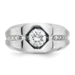 IBGoodman 14k White Gold 1 1/5 carat Lab Grown Diamond VS/SI+ G+ Complete Polished and Satin Men's Ring - Image 4