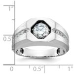 14k White Gold IBGoodman Men's Polished and Satin 1/5 carat Diamond Semi-mount Ring - Image 3