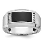 14k White Gold IBGoodman Men's Satin Onyx and 1/15 carat Diamond Complete Ring