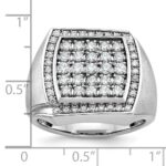 IBGoodman 14k White Gold Men's Polished and Satin 1 1/3 Carat AA Quality Diamond Cluster Ring - Image 3