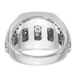 IBGoodman 14k White Gold Men's Polished and Satin 3/4 Carat AA Quality Diamond Round Cluster Ring - Image 7