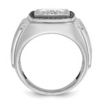 IBGoodman 14k White Gold Men's Polished and Satin Halo Cluster Ring Mounting - Image 2