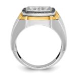 IBGoodman 14k Two-tone Men's Polished 3/4 Carat AA Quality Black and White Diamond Square Cluster Ring - Image 2
