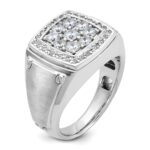 IBGoodman 14k White Gold 1 carat Lab Grown Diamond VS/SI+ G+ Complete Men's Polished and Satin Cluster Ring - Image 6