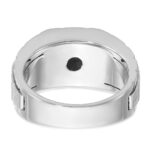 IBGoodman 14k White Gold with Black Rhodium Men's Polished Satin and Textured 7-Stone 1/2 Carat AA Quality Diamond Ring - Image 7