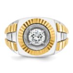 10k Two-tone IBGoodman Men's Polished and Textured Ring Mounting - Image 4