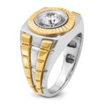 10k Two-tone IBGoodman Men's Polished and Textured Ring Mounting - Image 6