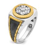 IBGoodman 10k Two-tone with Black Rhodium Men's Polished Textured and Diamond-cut 1 Carat A Quality Diamond Round Cluster Ring - Image 8