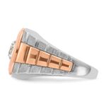 IBGoodman 14k White and Rose Gold Men's Polished Satin and Grooved Solitaire Ring Mounting - Image 4