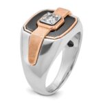 IBGoodman 14k White and Rose Gold with Black Rhodium Men's Polished and Satin 1/3 Carat AA Quality Diamond Ring - Image 8