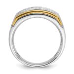 IBGoodman 14k Two Tone 2 carat Lab Grown Diamond VS/SI+ G+ Princess Complete Polished and Satin Two Row Men's Ring - Image 2